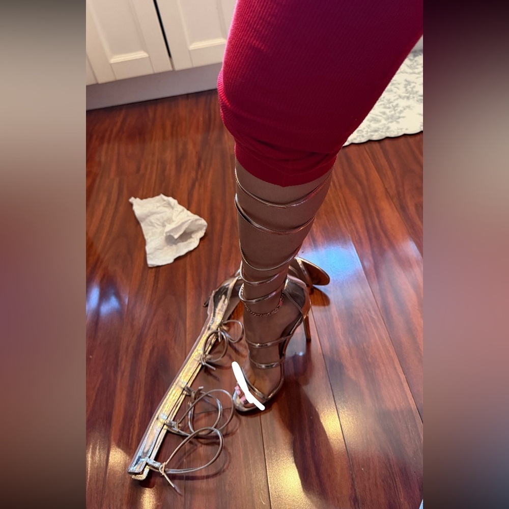 Strappy Metallic Gladiator Stiletto Sandals - Women - Picture 2 of 9